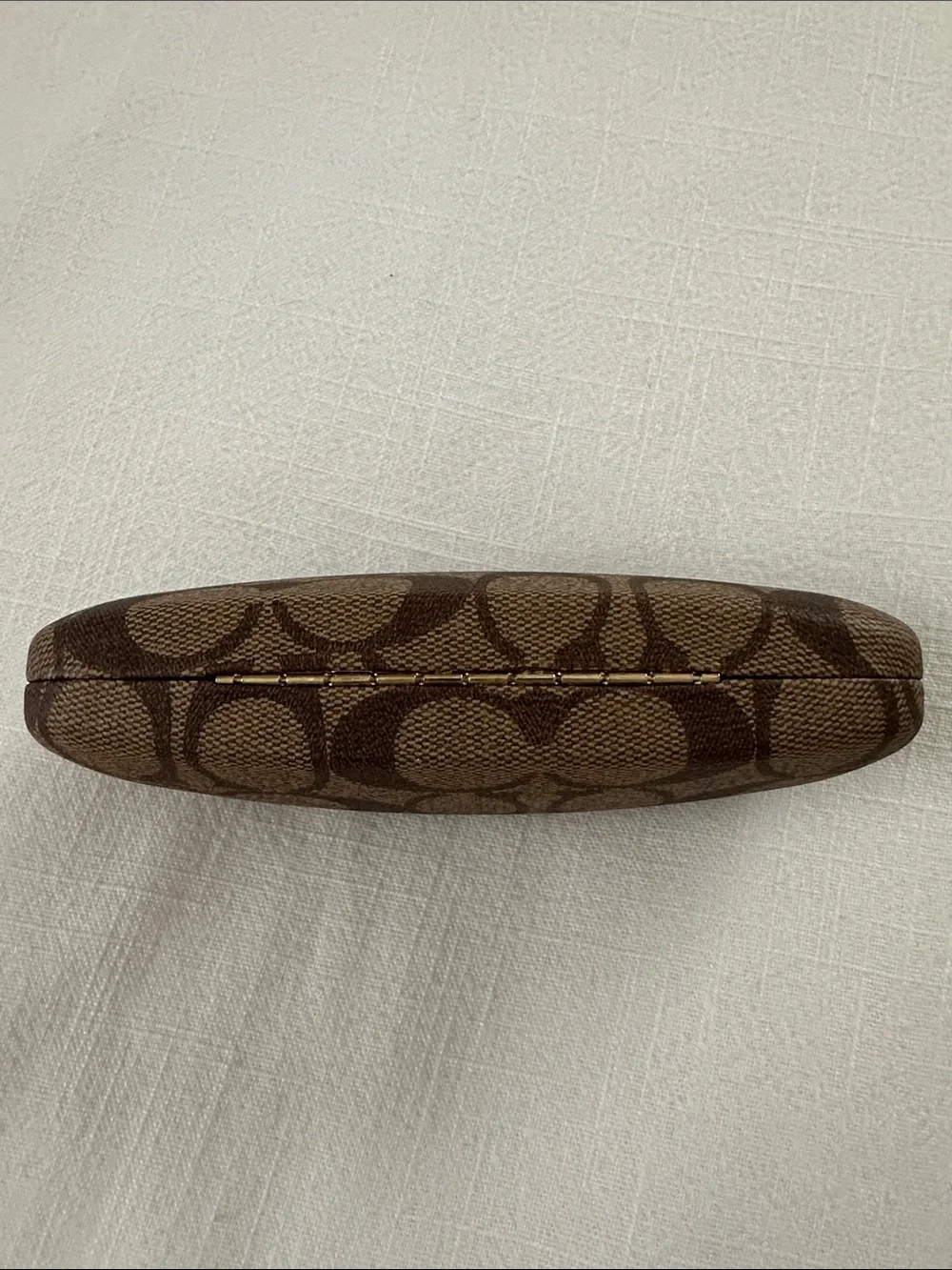 New Coach Brown Logo Print Eyewear Glasses Hard Case